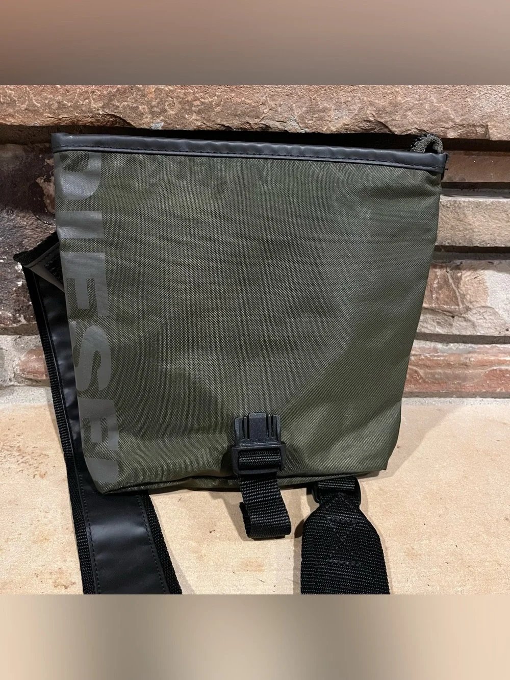 Diesel Small Black and Olive Crossbody Messenger Bag